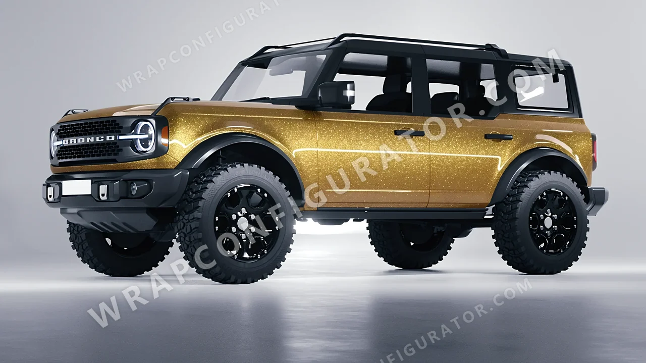 Yellow Ford Bronco 2024 wrapped in Avery Dennison Amber SW900-221-D