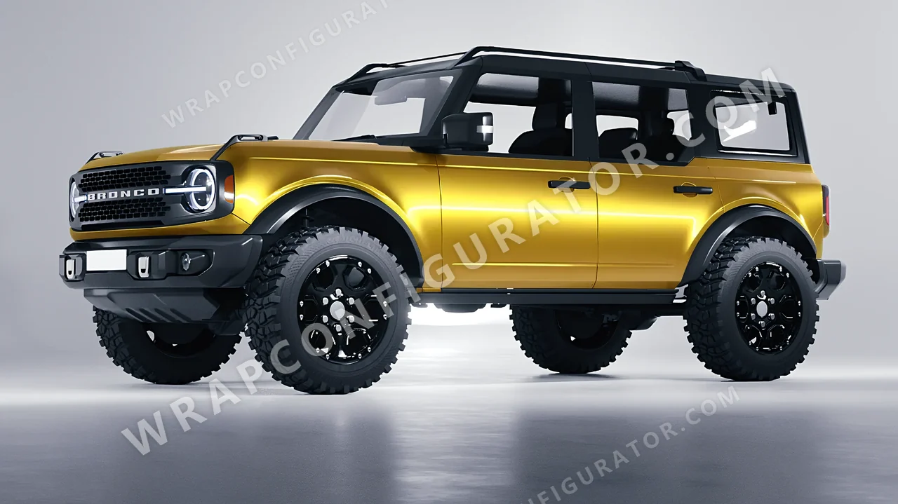 Yellow Ford Bronco 2024 wrapped in Avery Dennison Satin Energetic Yellow SW900-261-S