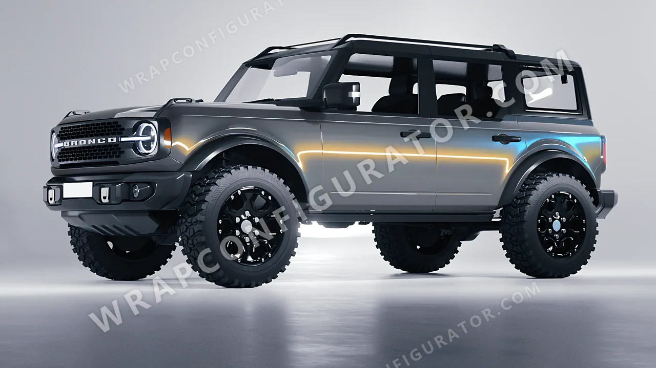 Yellow Ford Bronco 2024 wrapped in Colourshield PPF by HyperPro Blue/Gold CGM17-P