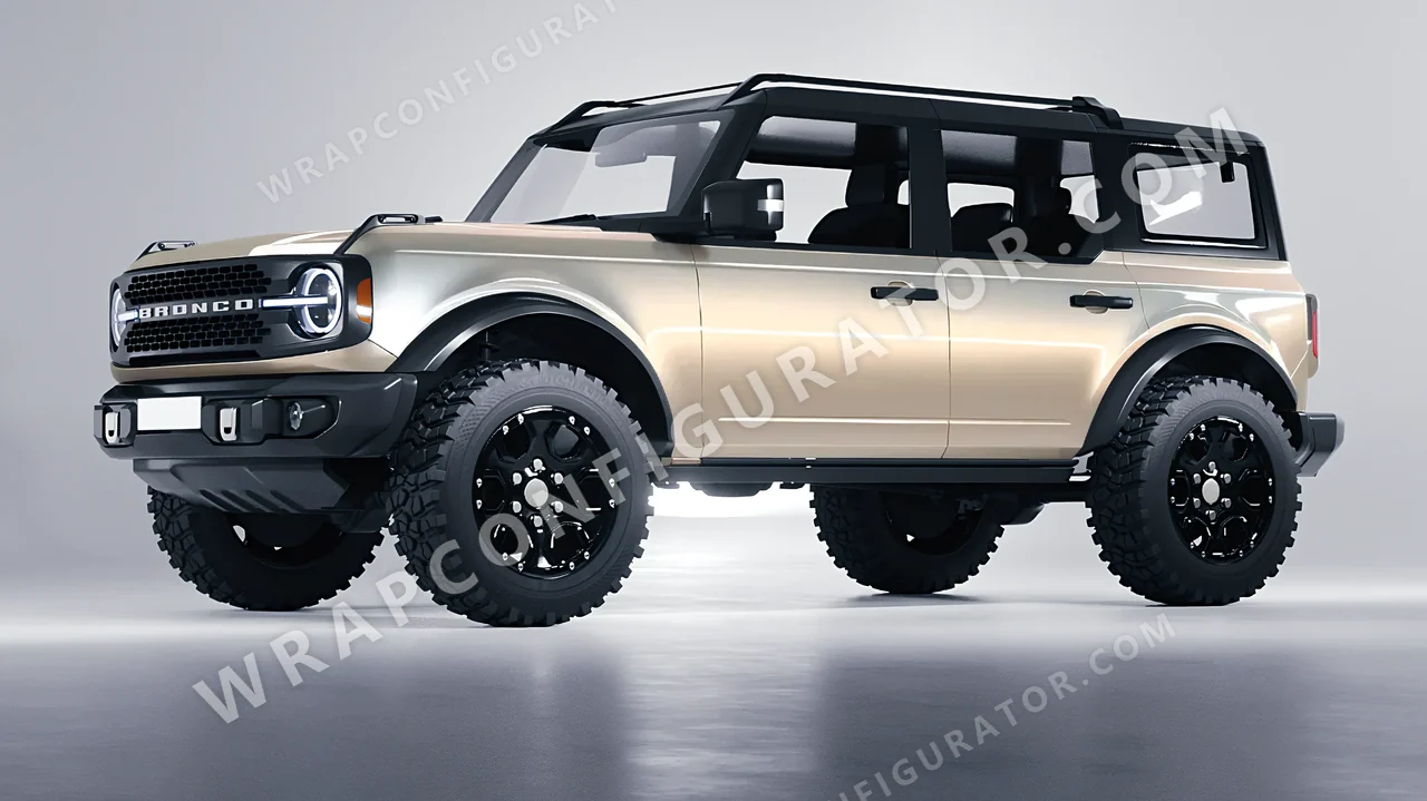 Yellow Ford Bronco 2024 wrapped in Inozetek Dynamic PPF Silica Brass DPPF906