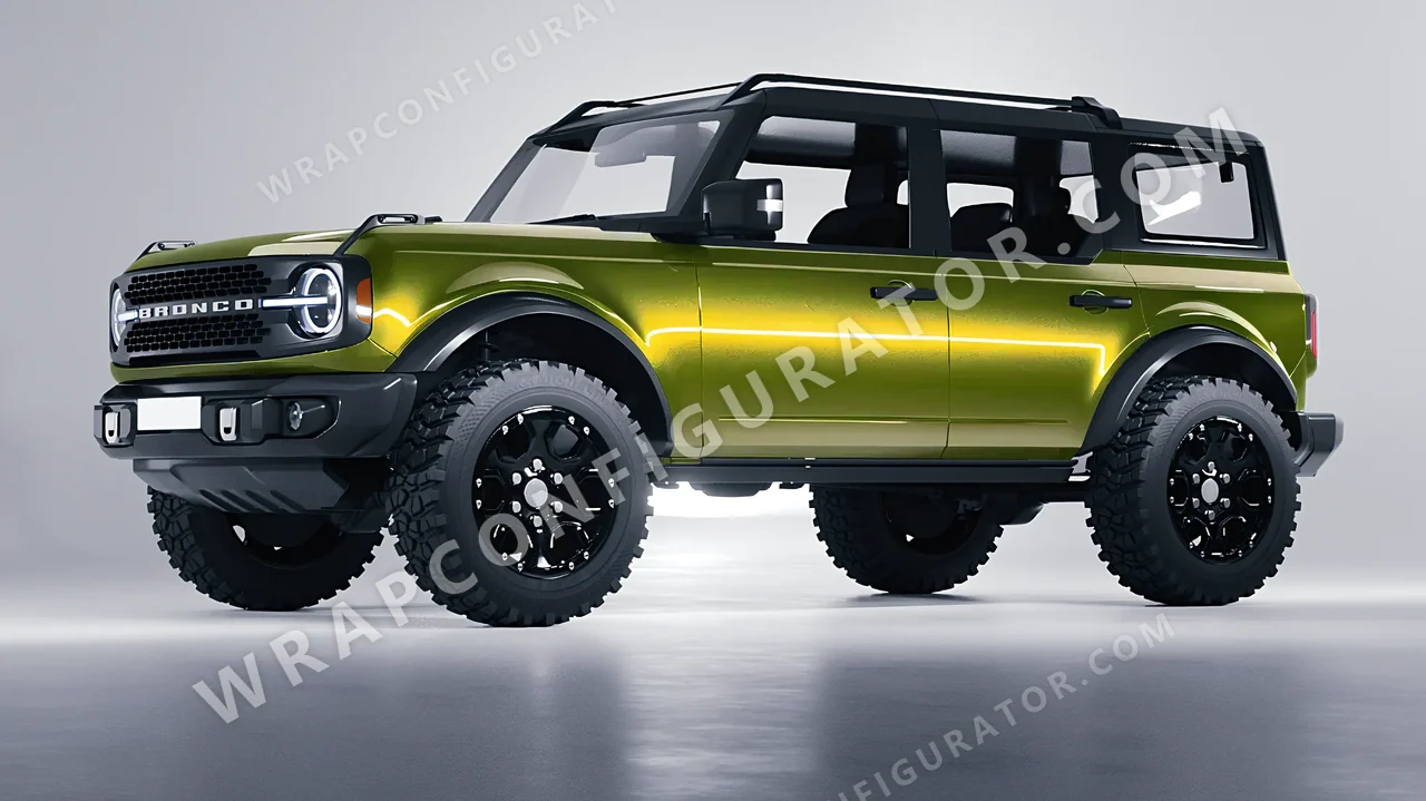 Yellow Ford Bronco 2024 wrapped in KPMF Solar Flash K75409