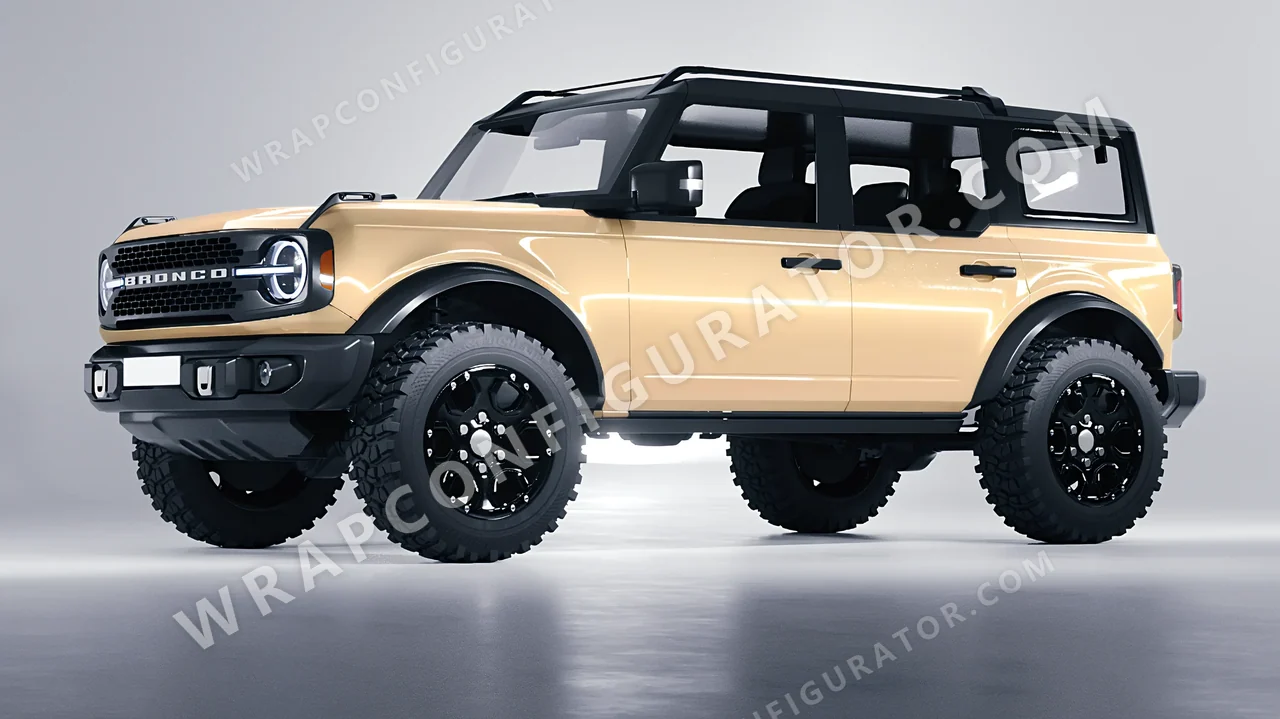 Yellow Ford Bronco 2024 wrapped in ORACAL Champagne Myst 970RA-996G