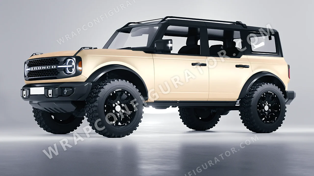 Yellow Ford Bronco 2024 wrapped in ORACAL Champagne Myst 970RA-996M