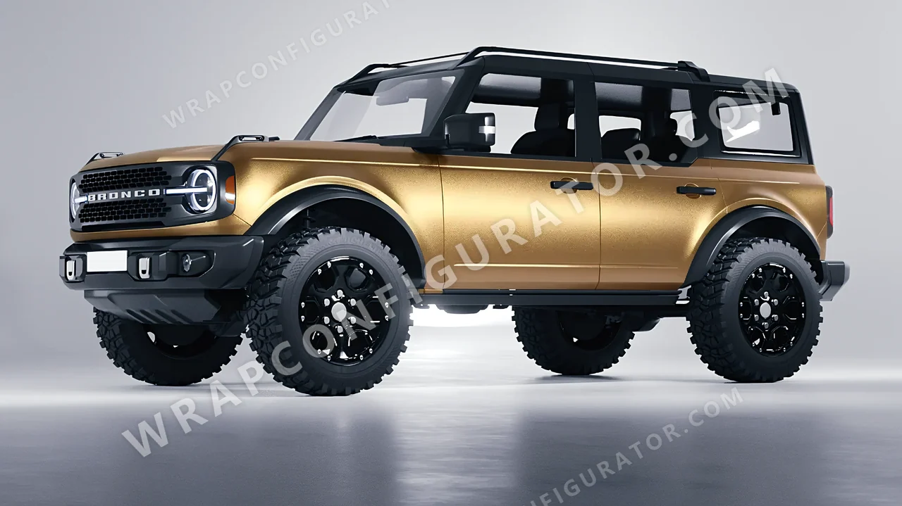 Yellow Ford Bronco 2024 wrapped in ORACAL Gold 970RA-091M