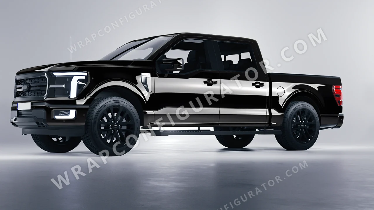 Black Ford F-150 Lariat 2024 wrapped in 3M Black HG12