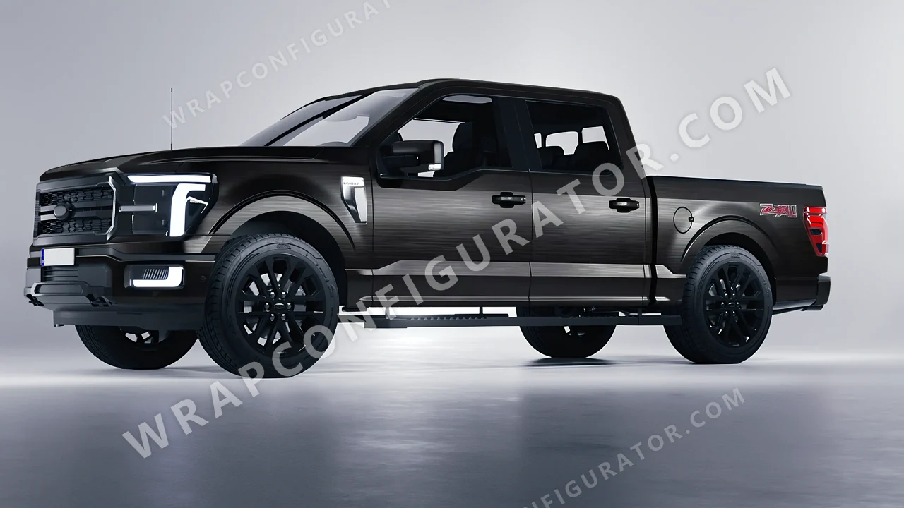 Black Ford F-150 Lariat 2024 wrapped in 3M Brushed Black Metallic BR212