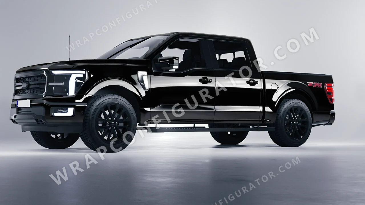 Black Ford F-150 Lariat 2024 wrapped in 3M Gloss Black G12