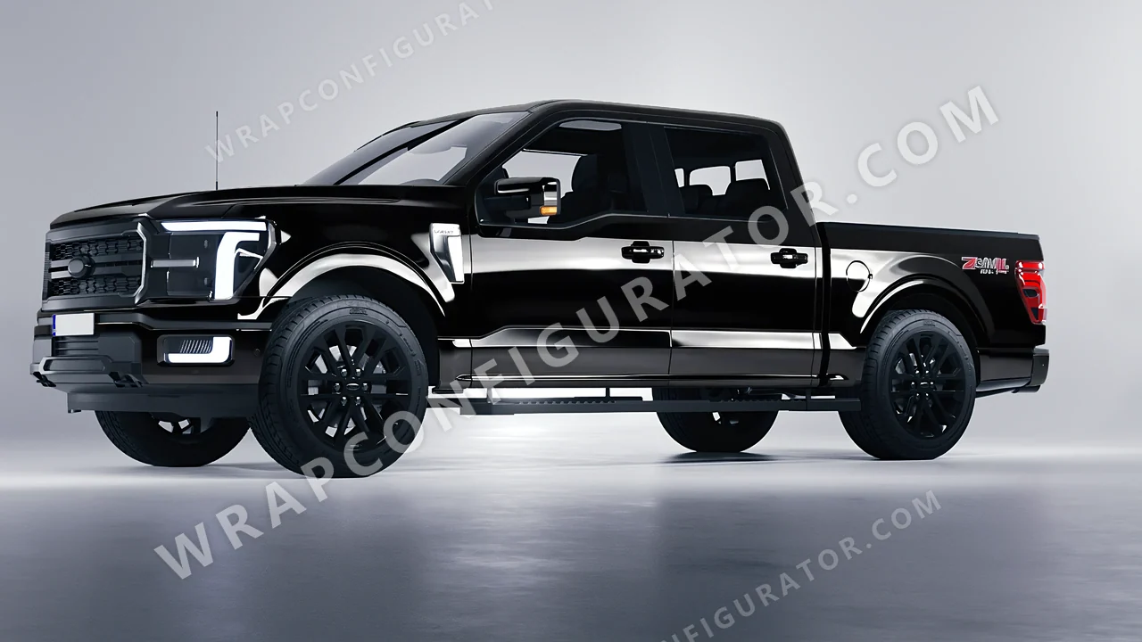 Black Ford F-150 Lariat 2024 wrapped in 3M Gloss Black Metallic G212