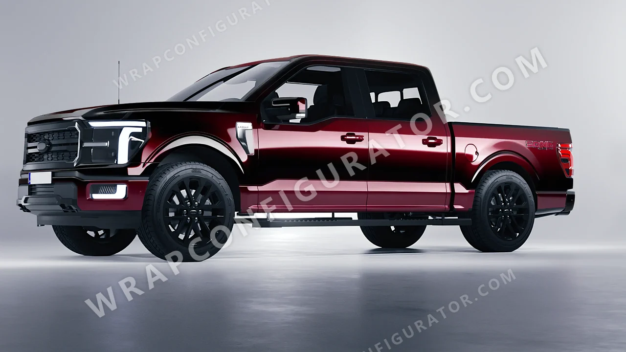 Black Ford F-150 Lariat 2024 wrapped in 3M Gloss Black Rose GP99