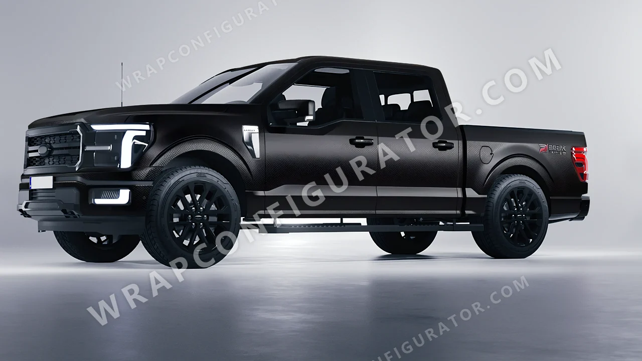 Black Ford F-150 Lariat 2024 wrapped in 3M Matrix Black MX12
