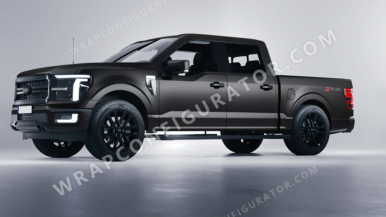 Black Ford F-150 Lariat 2024 wrapped in 3M Matte Black Metallic M212