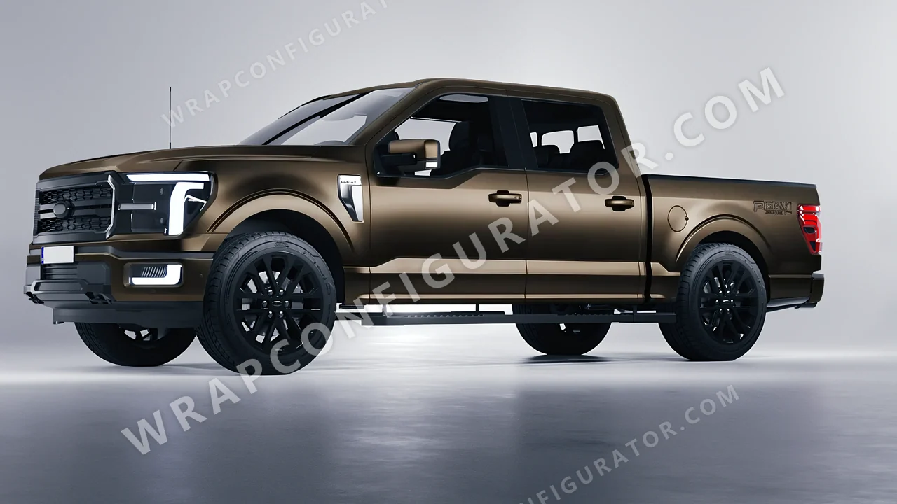 Black Ford F-150 Lariat 2024 wrapped in 3M Satin Gold Dust Black SP242