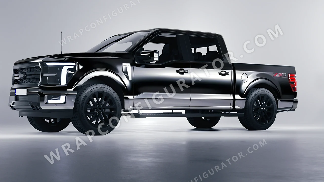 Black Ford F-150 Lariat 2024 wrapped in Avery Dennison Black SF100-196-S