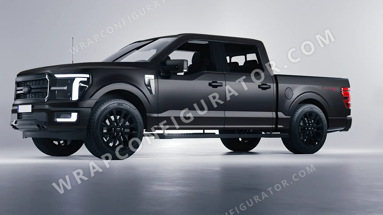 Black Ford F-150 Lariat 2024 wrapped in Avery Dennison Black SW900-180-O