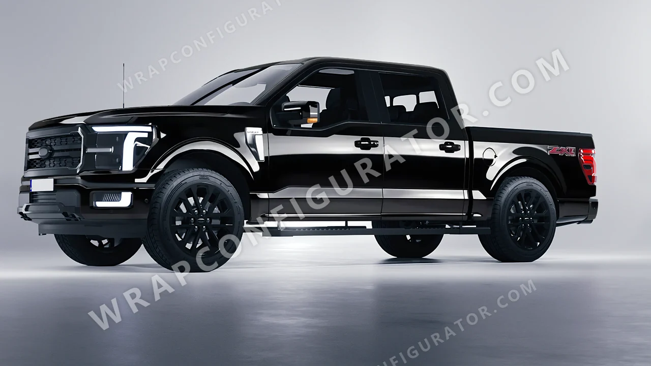 Black Ford F-150 Lariat 2024 wrapped in Avery Dennison Black SW900-190-O