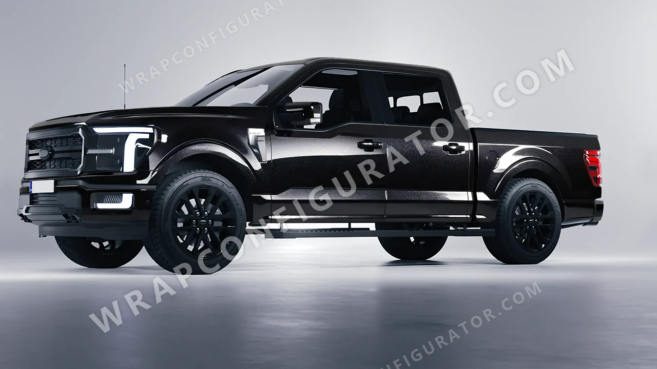 Black Ford F-150 Lariat 2024 wrapped in Avery Dennison Mystery Black SW900-184-M