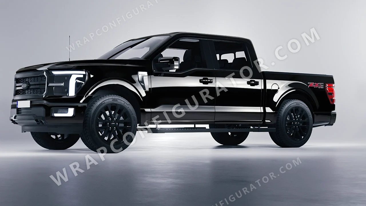 Black Ford F-150 Lariat 2024 wrapped in Avery Dennison Obsidian Black SW900-191-O