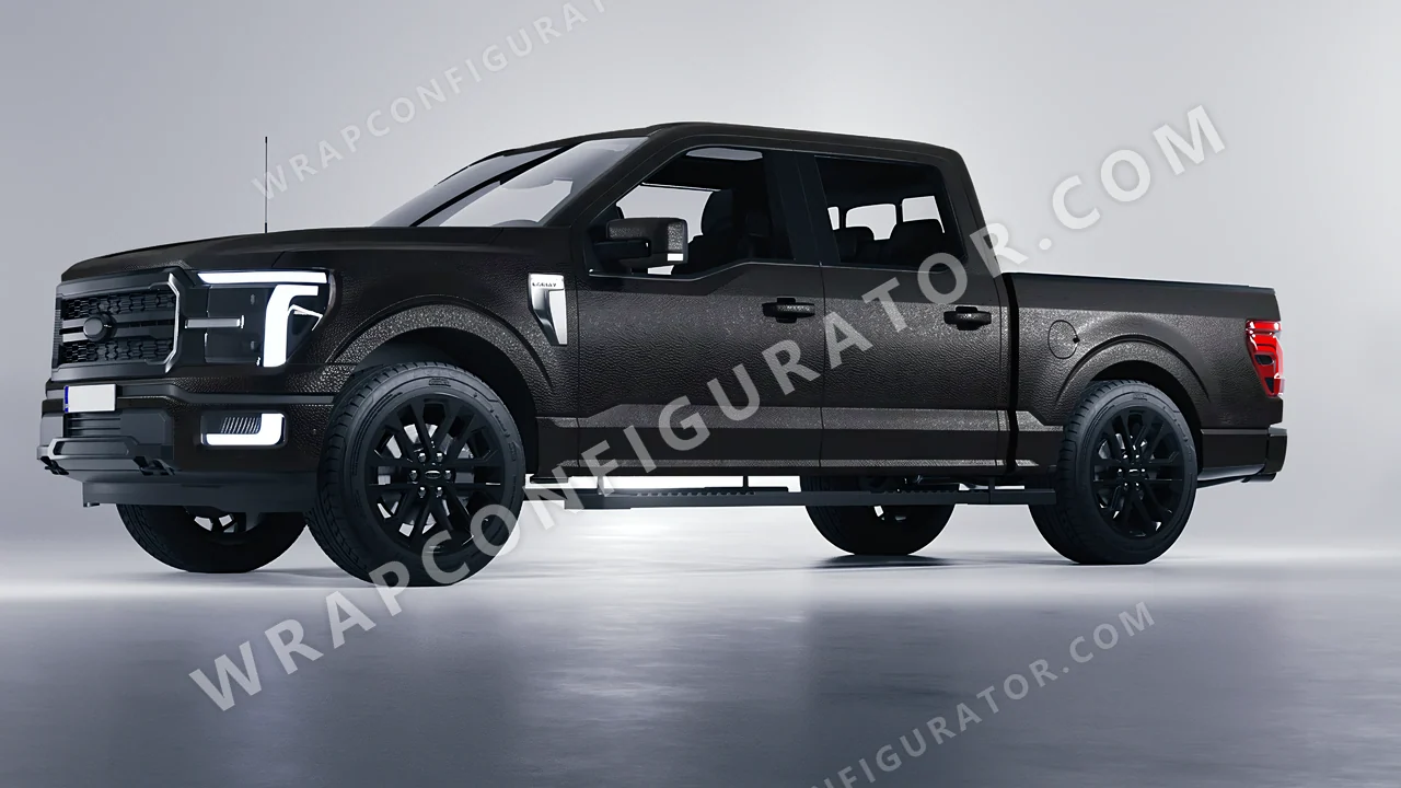 Black Ford F-150 Lariat 2024 wrapped in Avery Dennison Rugged Onyx Black SW900-182-X