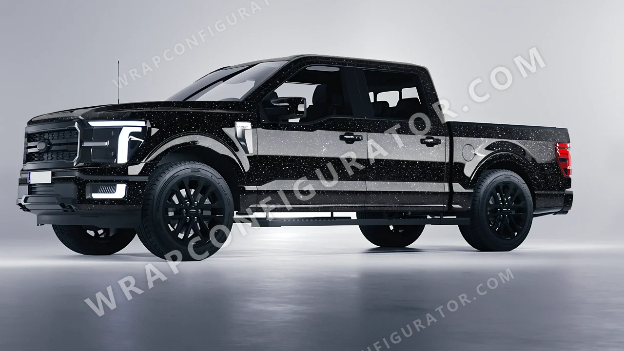 Black Ford F-150 Lariat 2024 wrapped in Colourshield PPF by HyperPro Black MDF01-P
