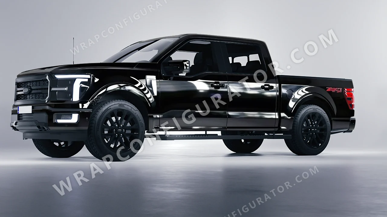 Black Ford F-150 Lariat 2024 wrapped in Inozetek Dynamic PPF Midnight Black DPPF909