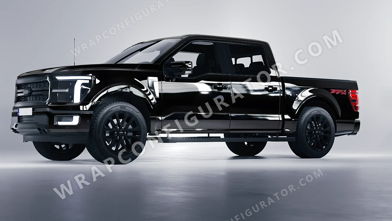 Black Ford F-150 Lariat 2024 wrapped in Inozetek Dynamic PPF Piano Black DPPF701