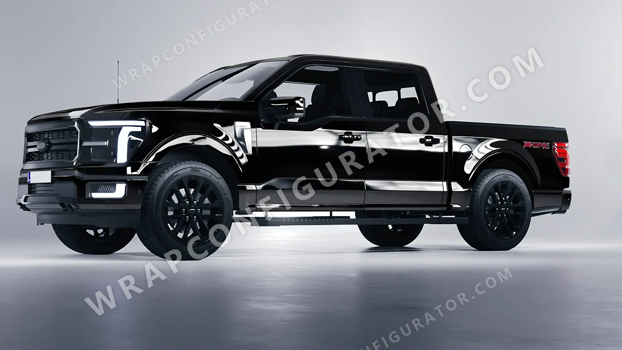 Black Ford F-150 Lariat 2024 wrapped in KPMF Black K88021
