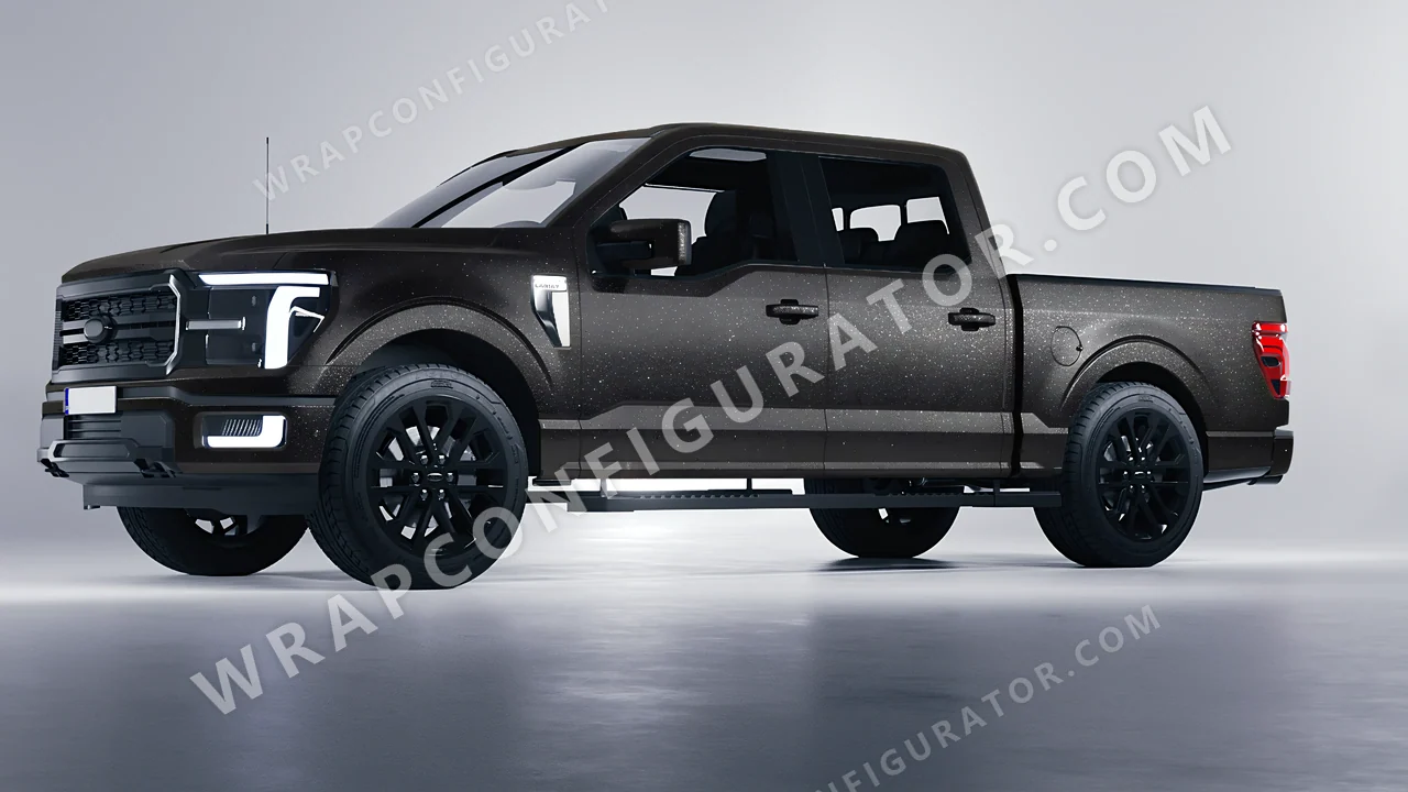 Black Ford F-150 Lariat 2024 wrapped in KPMF Black Matt K89021