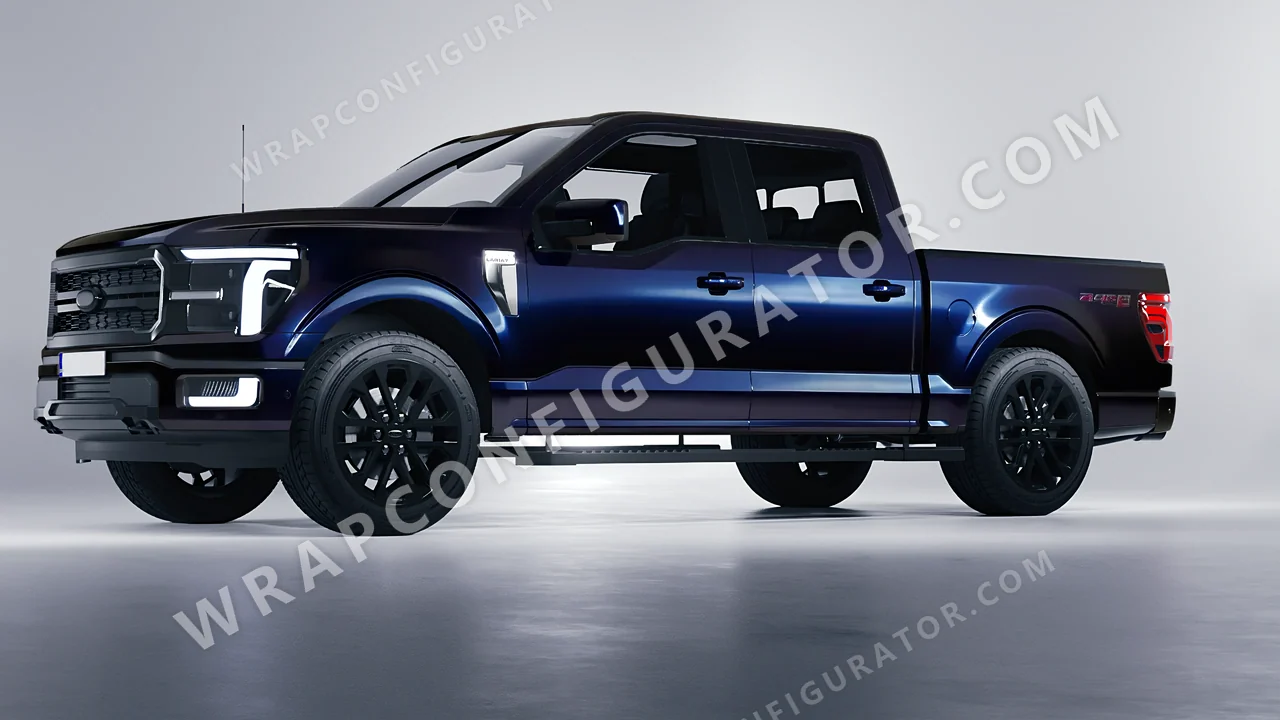 Black Ford F-150 Lariat 2024 wrapped in KPMF Blue Black Iridescent K75469