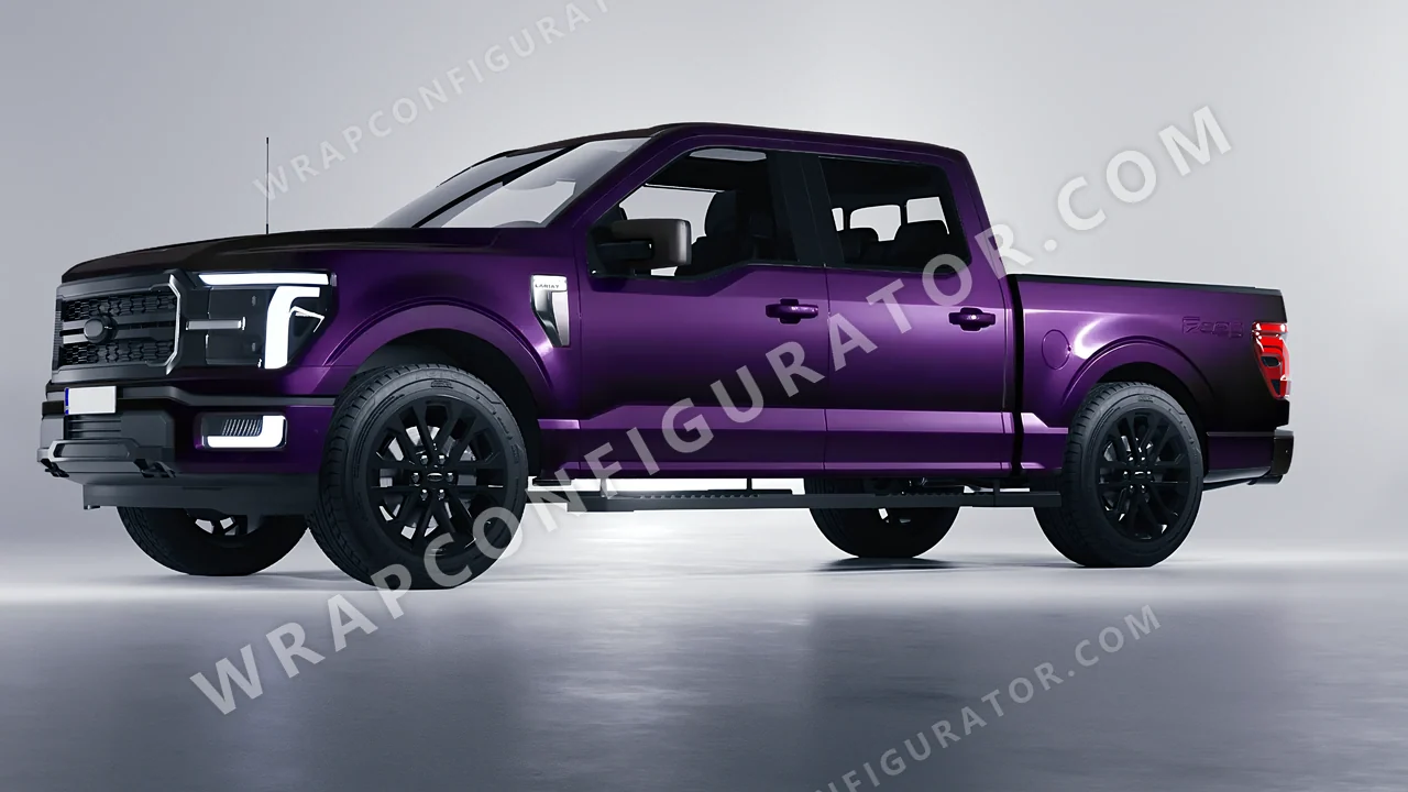 Black Ford F-150 Lariat 2024 wrapped in KPMF Frozen Midnight Purple K75570