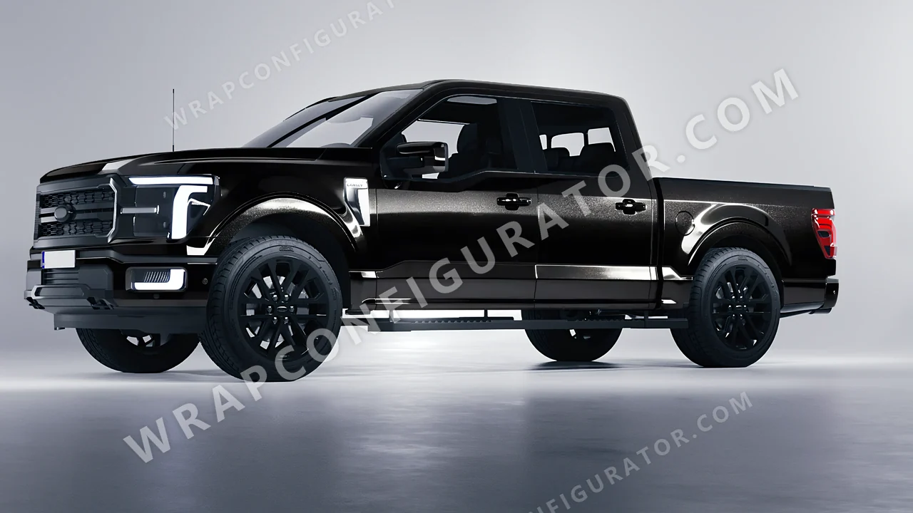 Black Ford F-150 Lariat 2024 wrapped in KPMF Magnetic Black K75440