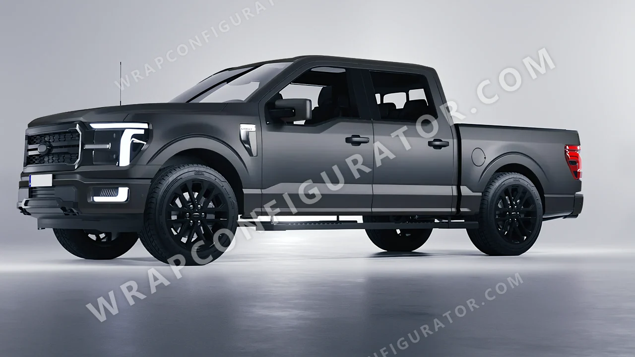 Black Ford F-150 Lariat 2024 wrapped in KPMF Matt Magnetic Black K75551