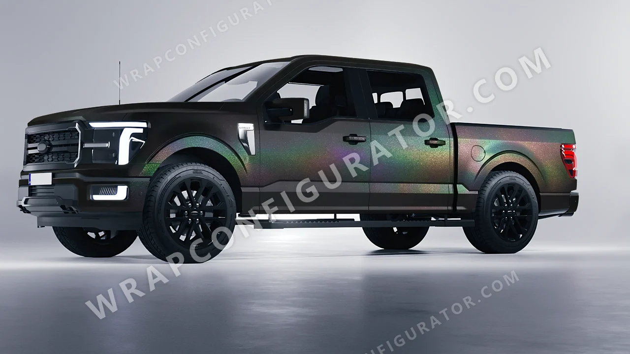Black Ford F-150 Lariat 2024 wrapped in KPMF Matt Morpheus Black Starlight K75571