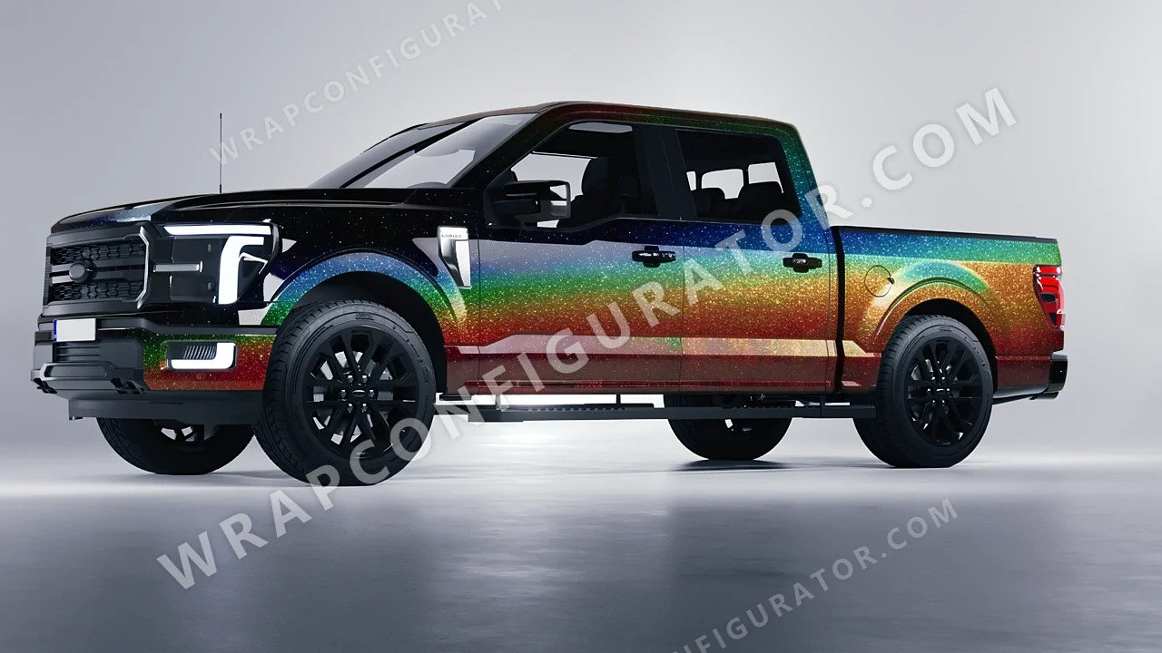 Black Ford F-150 Lariat 2024 wrapped in KPMF Morpheus Black Starlight K75470