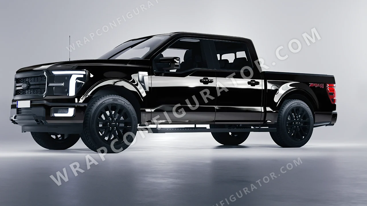 Black Ford F-150 Lariat 2024 wrapped in KPMF Perfect Black K75443