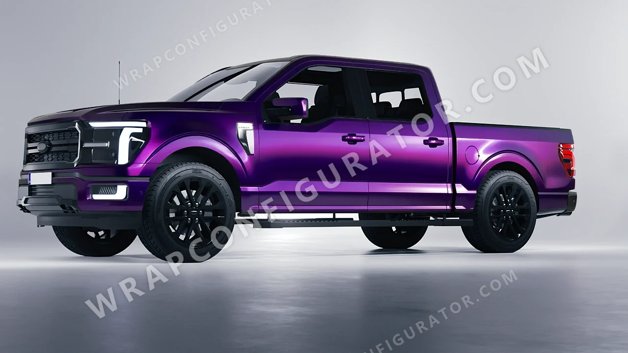 Black Ford F-150 Lariat 2024 wrapped in KPMF Purple Black Iridescent K75465