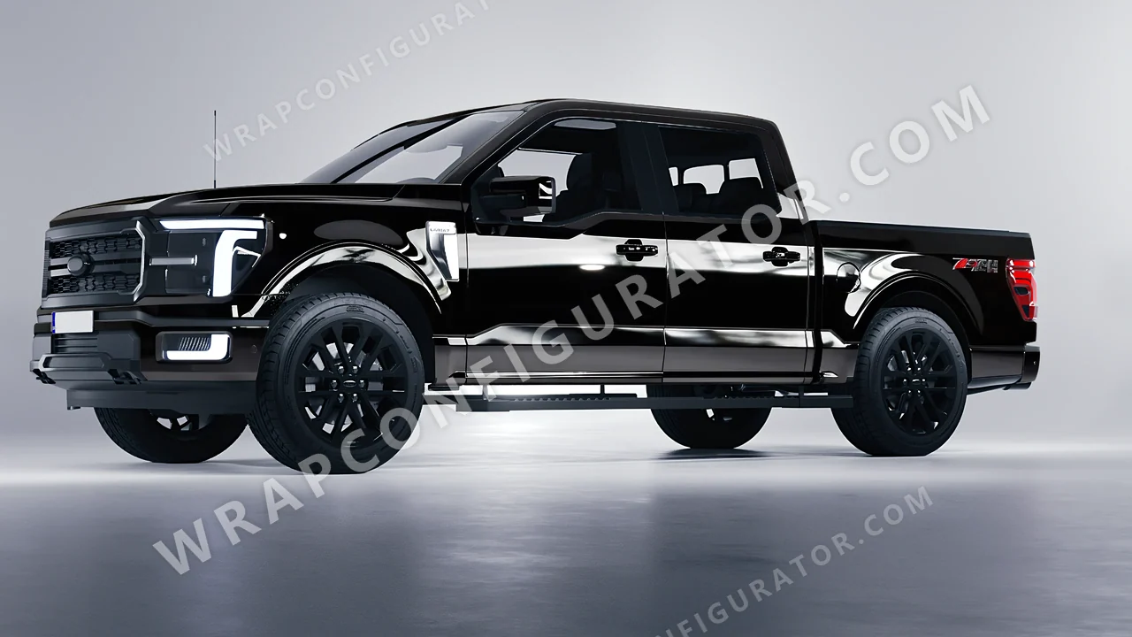 Black Ford F-150 Lariat 2024 wrapped in ORACAL Black 970RA-070G