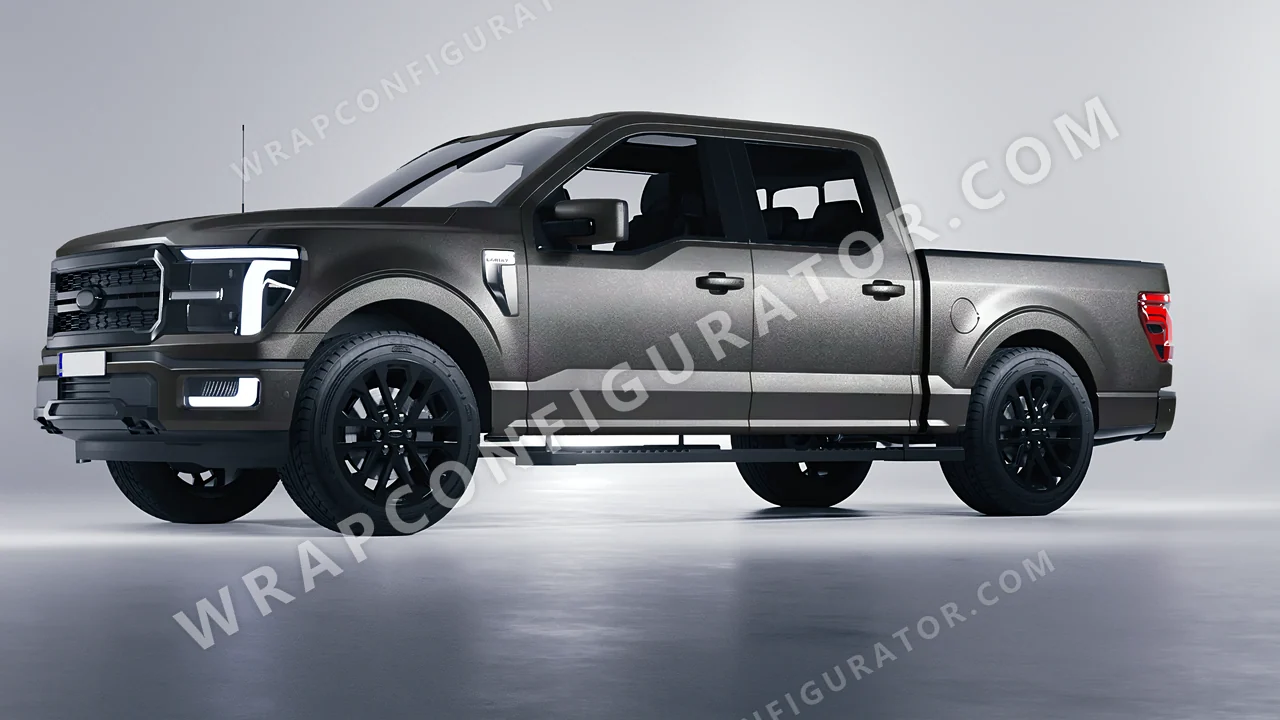 Black Ford F-150 Lariat 2024 wrapped in ORACAL Graphite 970RA-932M