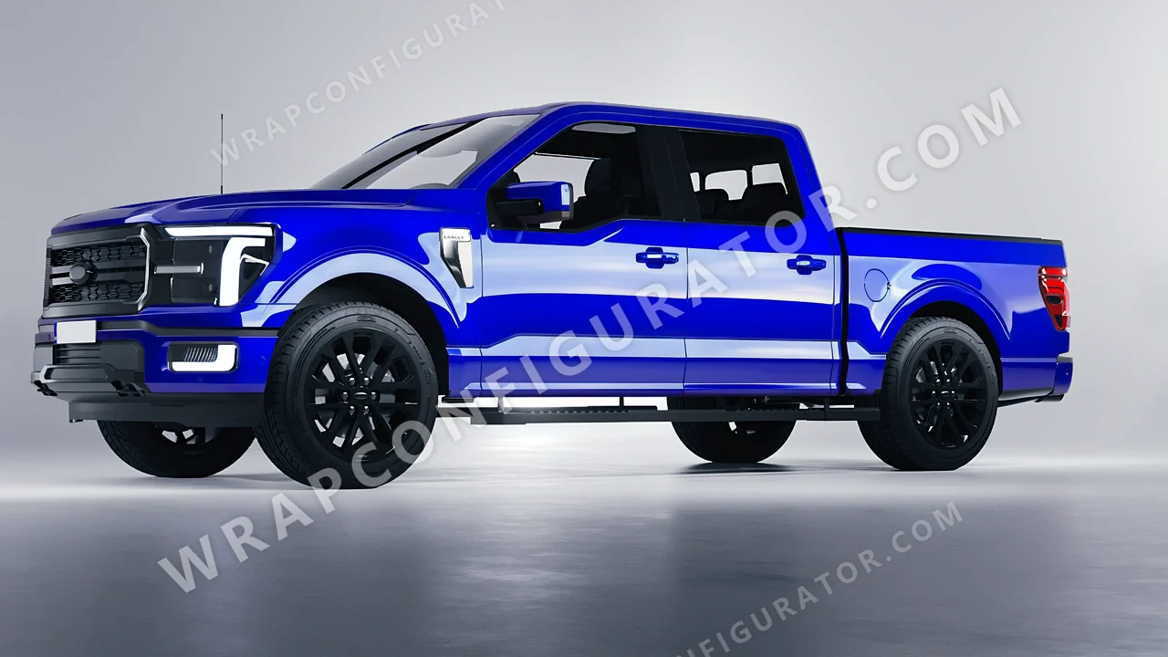 Blue Ford F-150 Lariat 2024 wrapped in 3M Blue Raspberry HG378