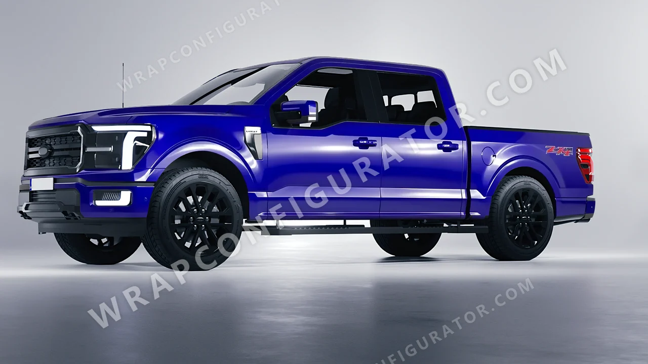 Blue Ford F-150 Lariat 2024 wrapped in 3M Gloss Blue Raspberry G378