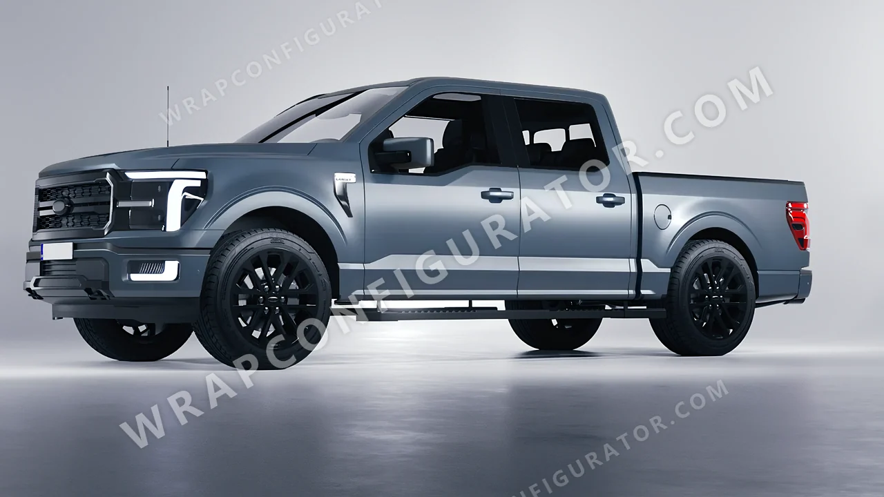 Blue Ford F-150 Lariat 2024 wrapped in 3M Lunar Blue S87