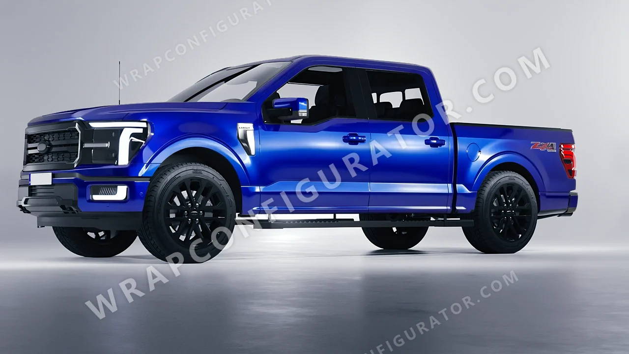 Blue Ford F-150 Lariat 2024 wrapped in Avery Dennison Blue SF100-256-S