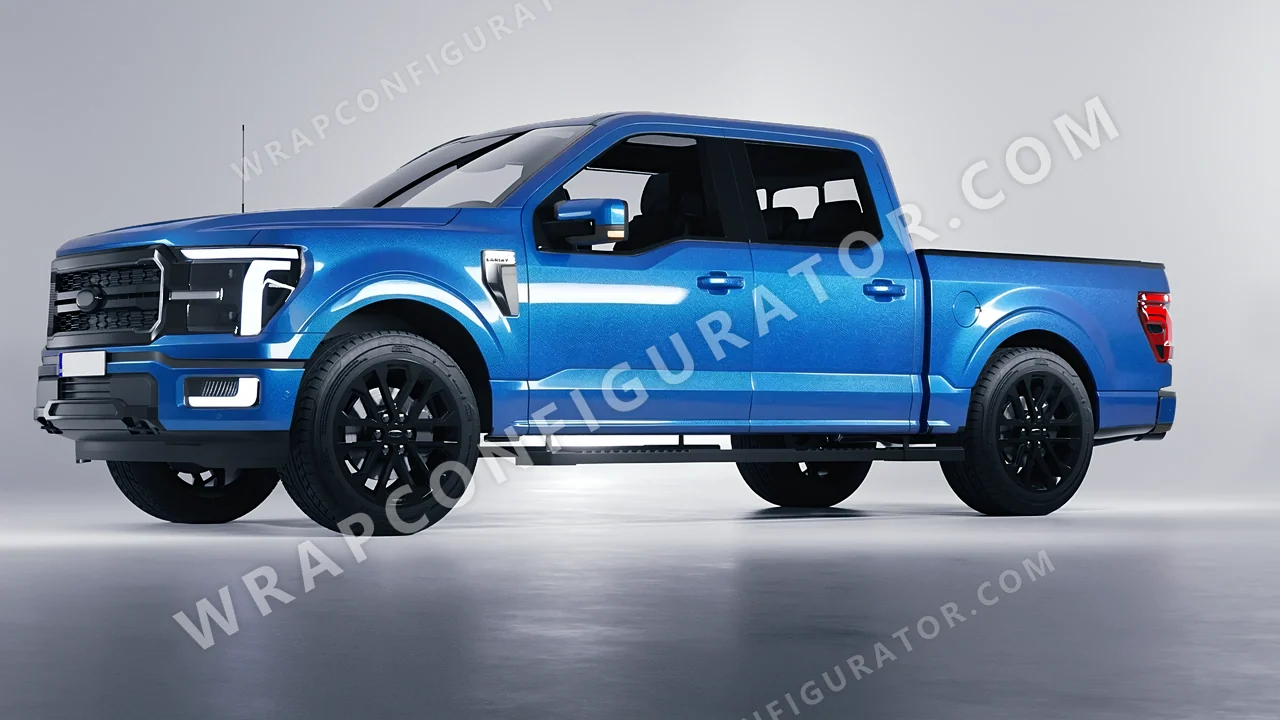 Blue Ford F-150 Lariat 2024 wrapped in Avery Dennison Bright Blue SW900-646-M
