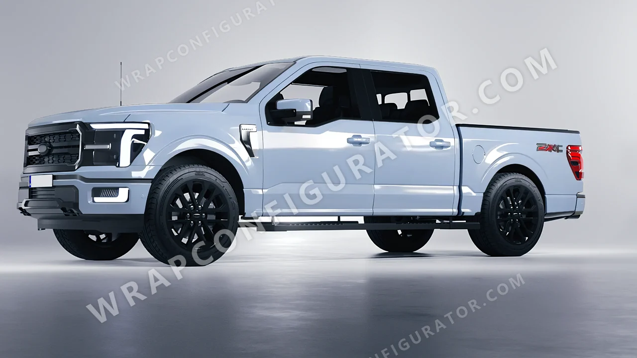 Blue Ford F-150 Lariat 2024 wrapped in Avery Dennison Cloudy Blue SW900-656-O