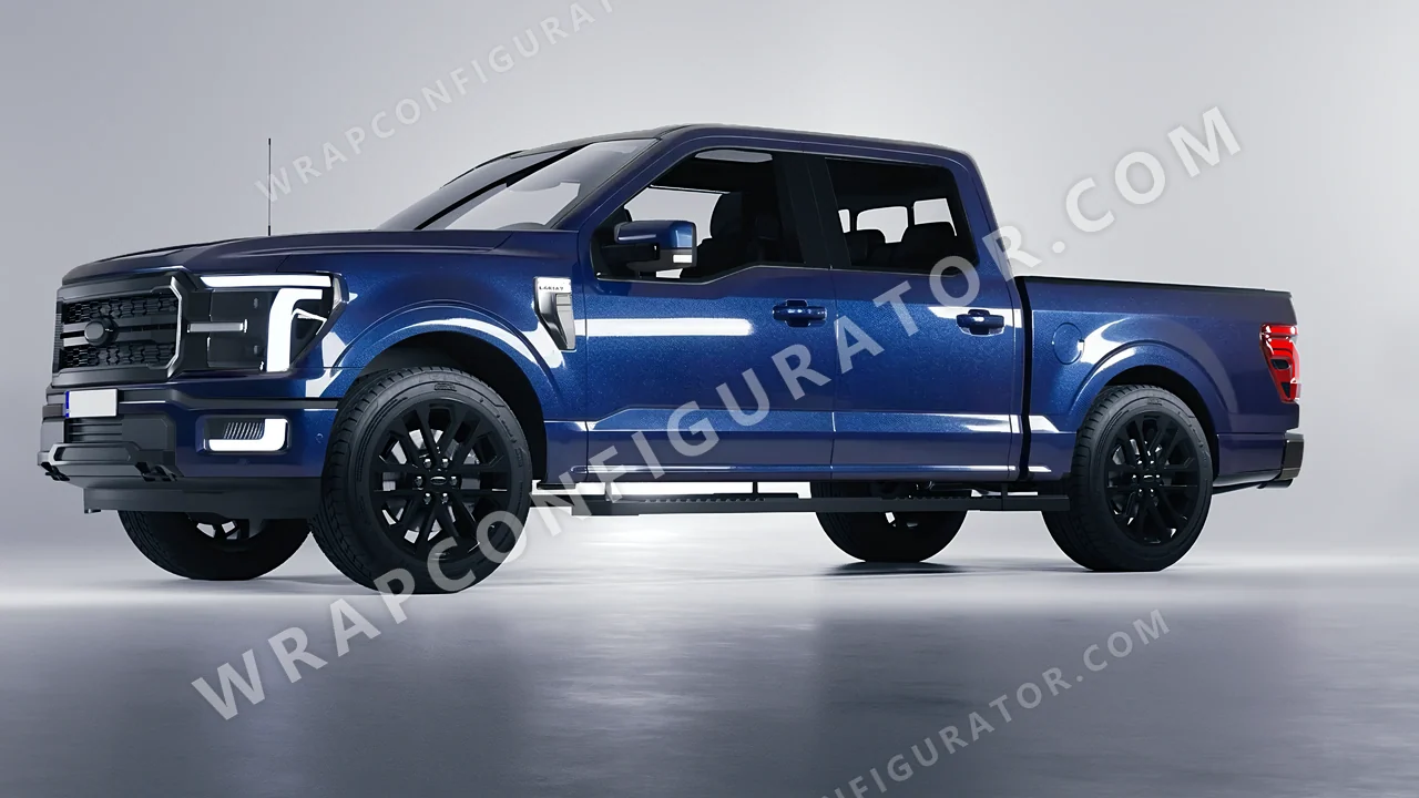 Blue Ford F-150 Lariat 2024 wrapped in Avery Dennison Dark Blue SW900-653-M