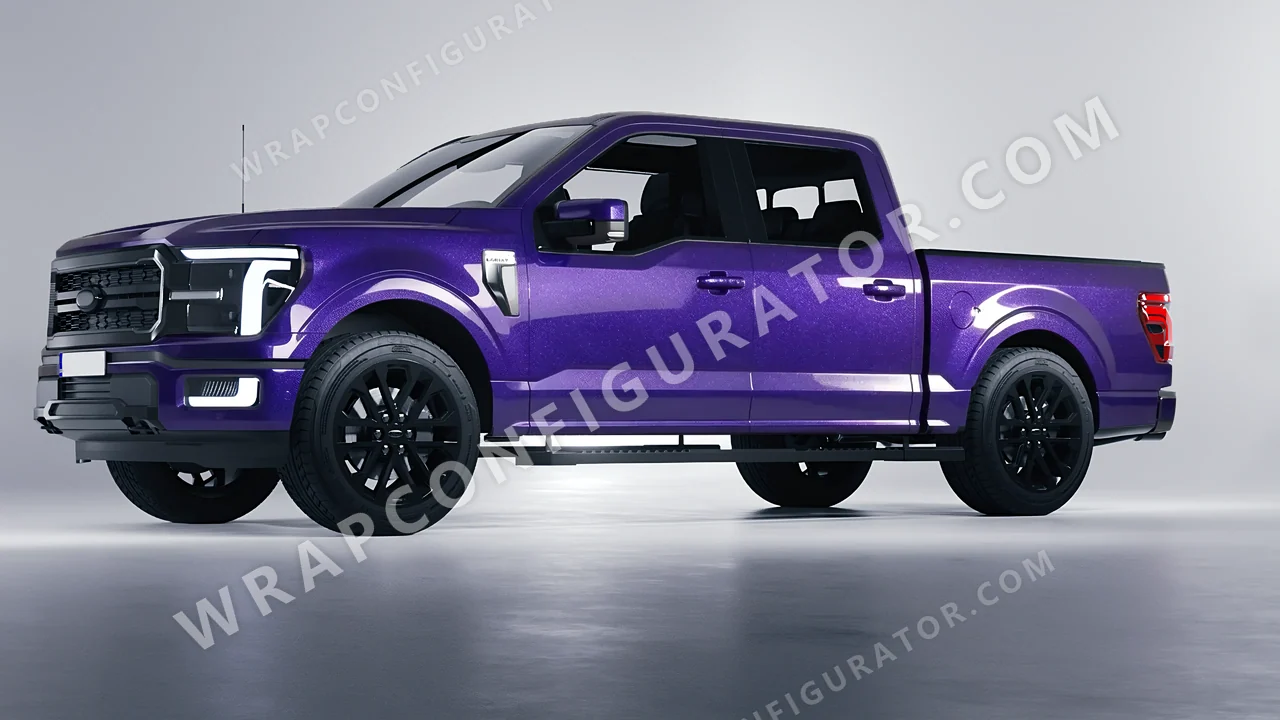 Blue Ford F-150 Lariat 2024 wrapped in Avery Dennison Mysterious Indigo SW900-700-M