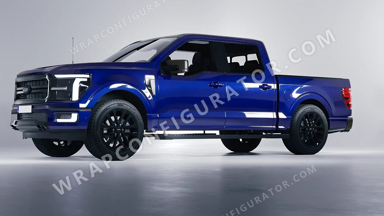 Blue Ford F-150 Lariat 2024 wrapped in Colourshield PPF by HyperPro Berry Blue HGM57-P