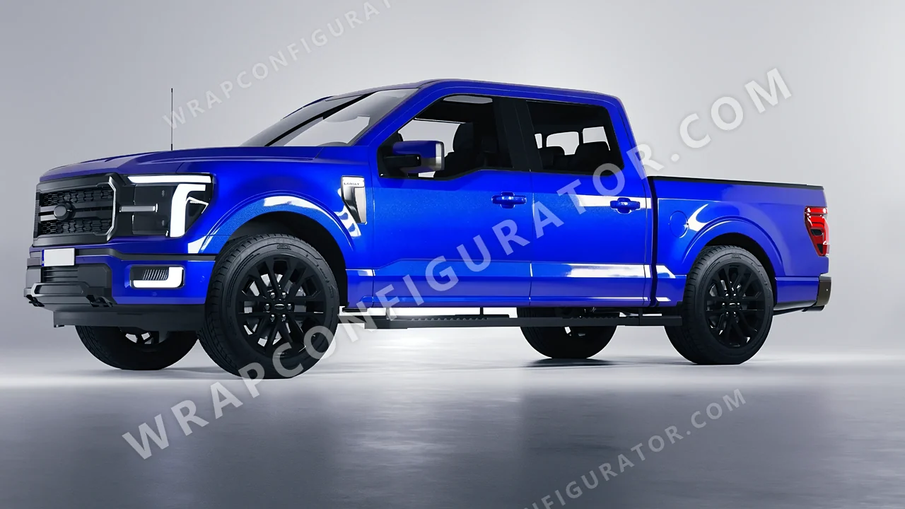 Blue Ford F-150 Lariat 2024 wrapped in Colourshield PPF by HyperPro Bright Blue HGM60-P