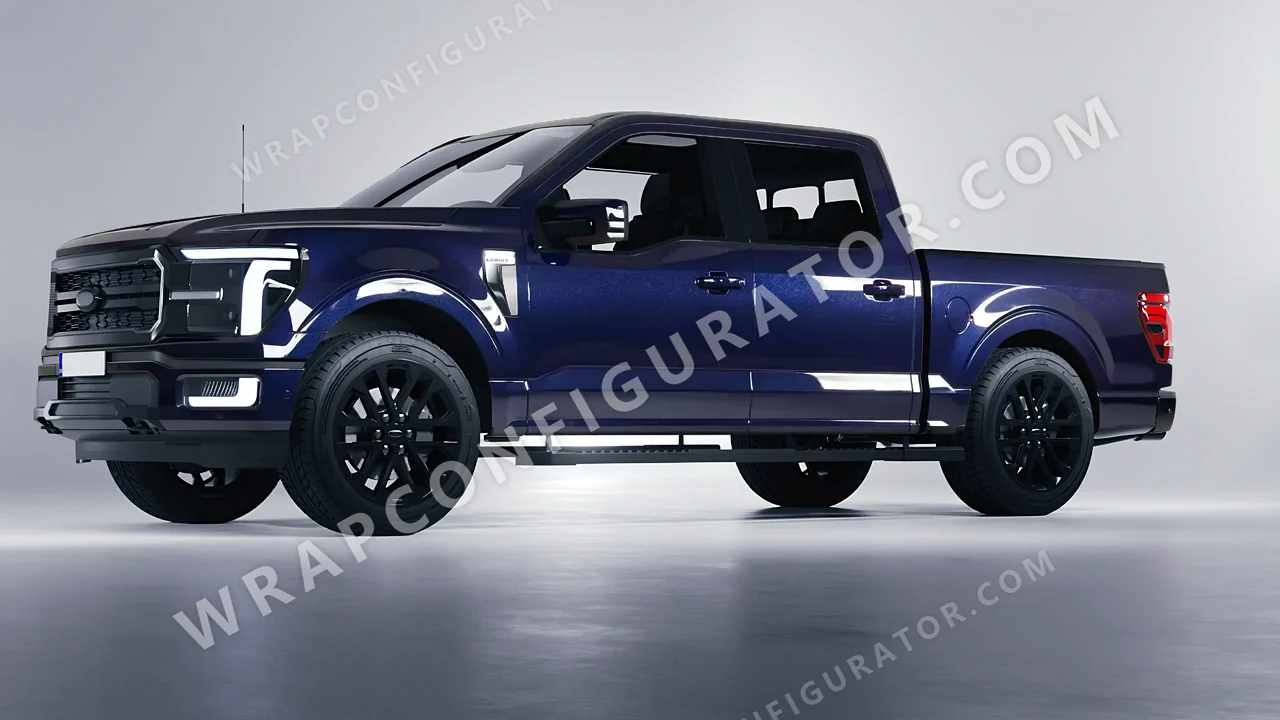 Blue Ford F-150 Lariat 2024 wrapped in Colourshield PPF by HyperPro Cobalt Blue GAF46-P