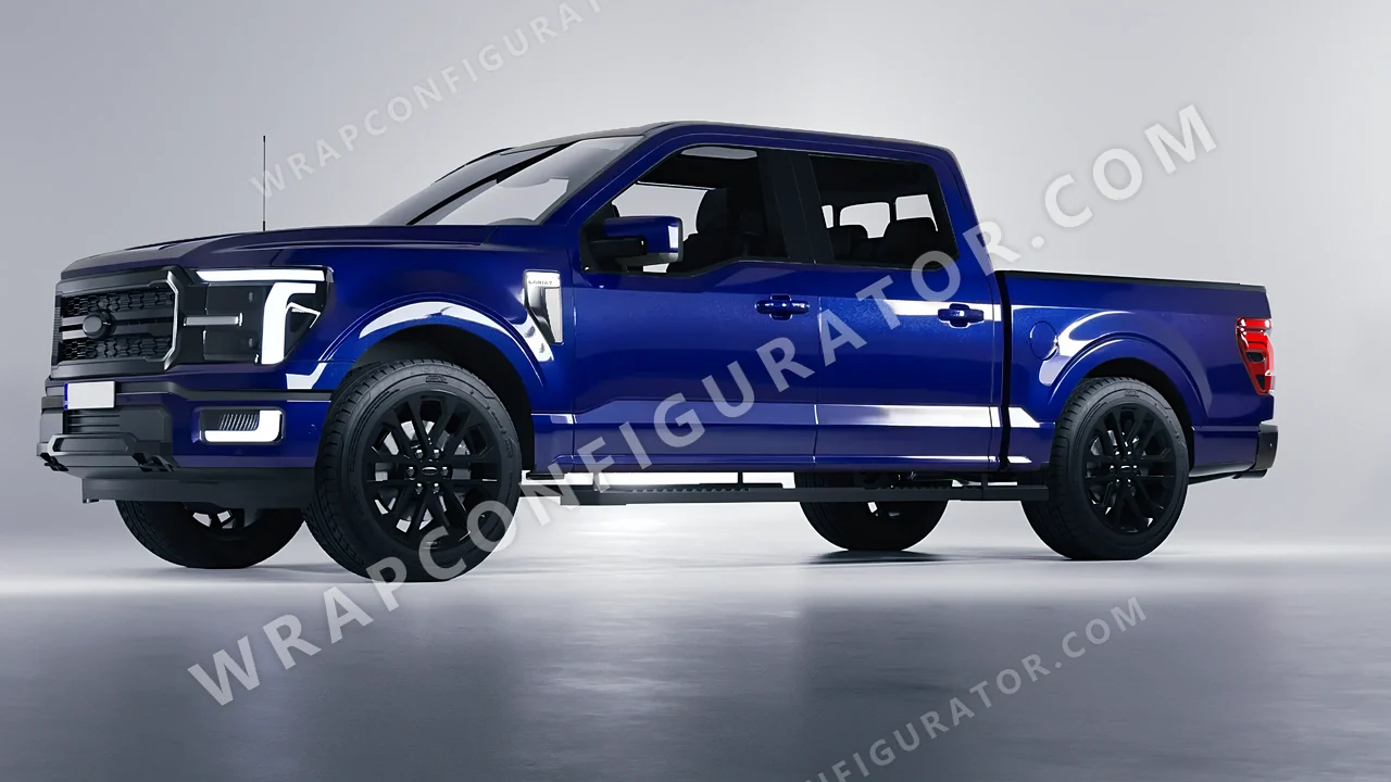 Blue Ford F-150 Lariat 2024 wrapped in Colourshield PPF by HyperPro Deep Blue HGM72-P