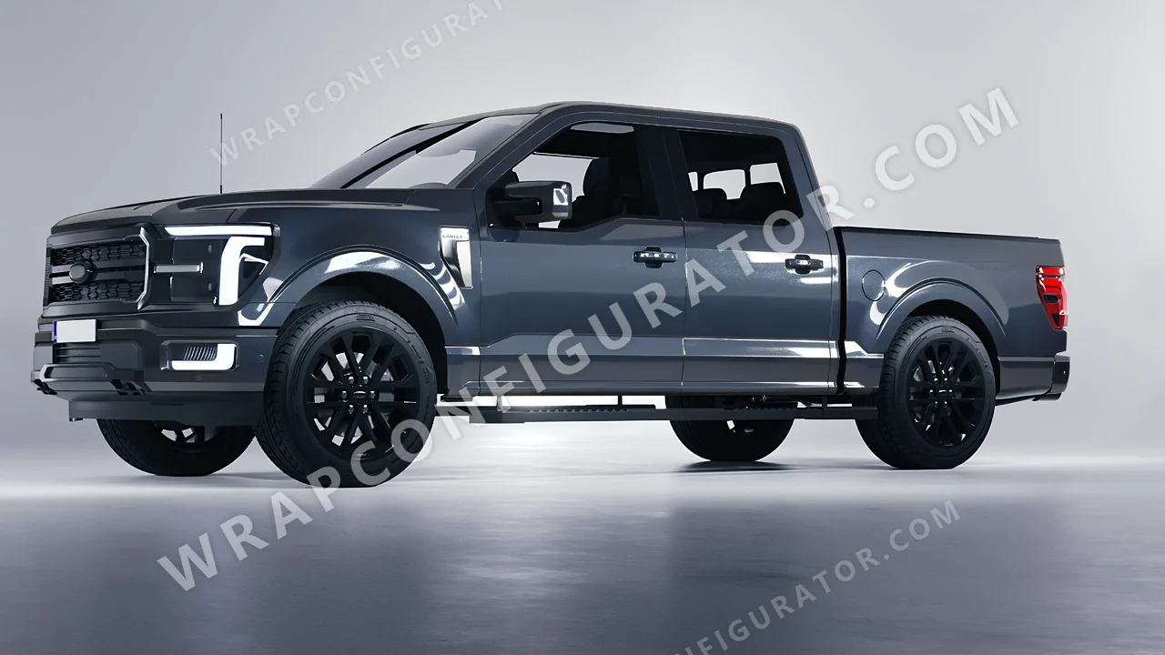 Blue Ford F-150 Lariat 2024 wrapped in Colourshield PPF by HyperPro Gray Blue GAF38-P